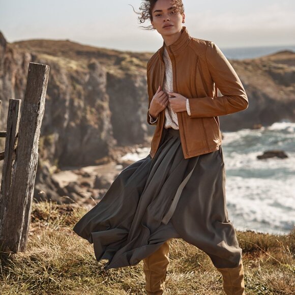 Overland Sheepskin Company Azura Leather Jacket - Cognac - Picture 3 of 5